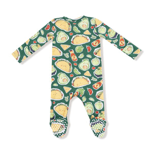 Happy Tacos Bamboo 2 Way Zipper Footie