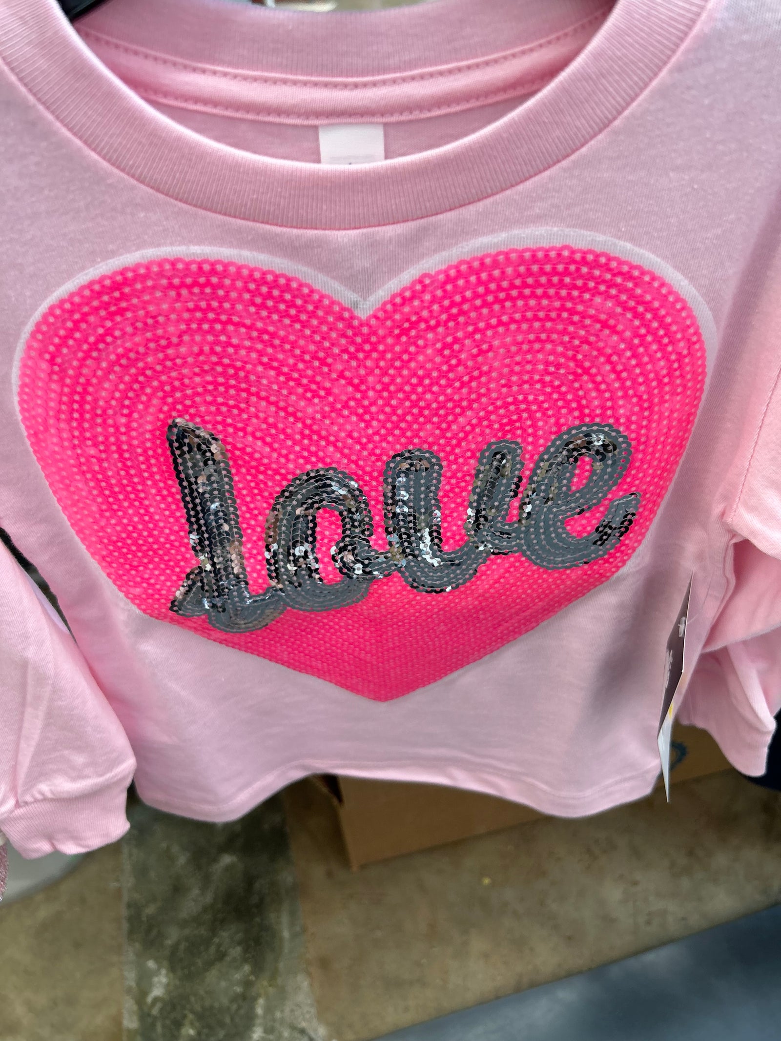 LOVE Sequin Long Sleeve Shirt | Pink