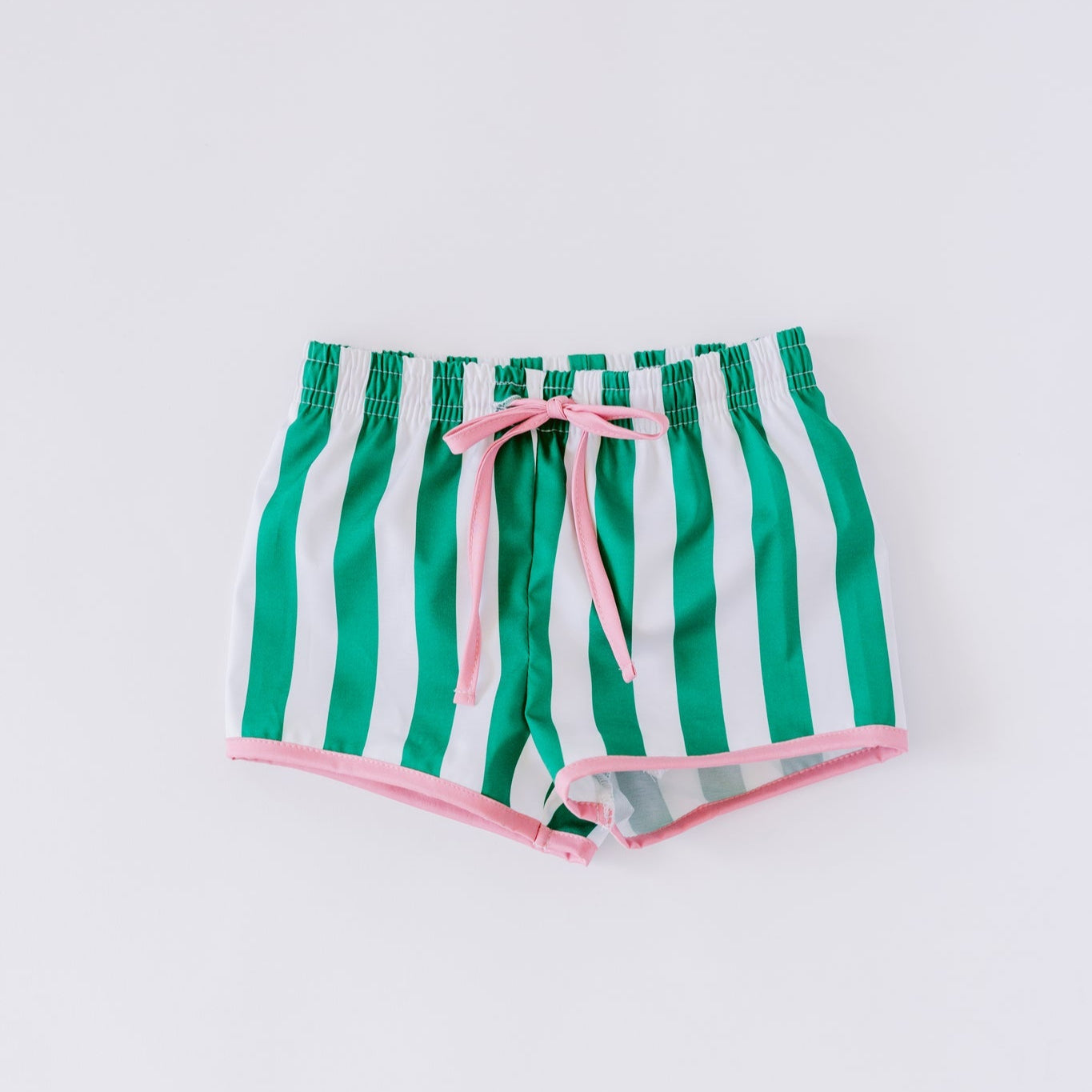 Green Cabana Stripe Swim Trunks