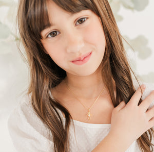 Girls 14K Gold-Plated Cross Heart Necklace