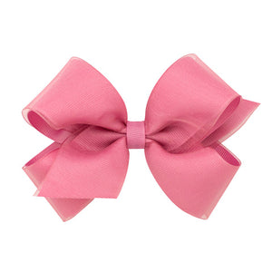 Medium Grosgrain With Organza Overlay Girls Hair Bow | Assorted Colors