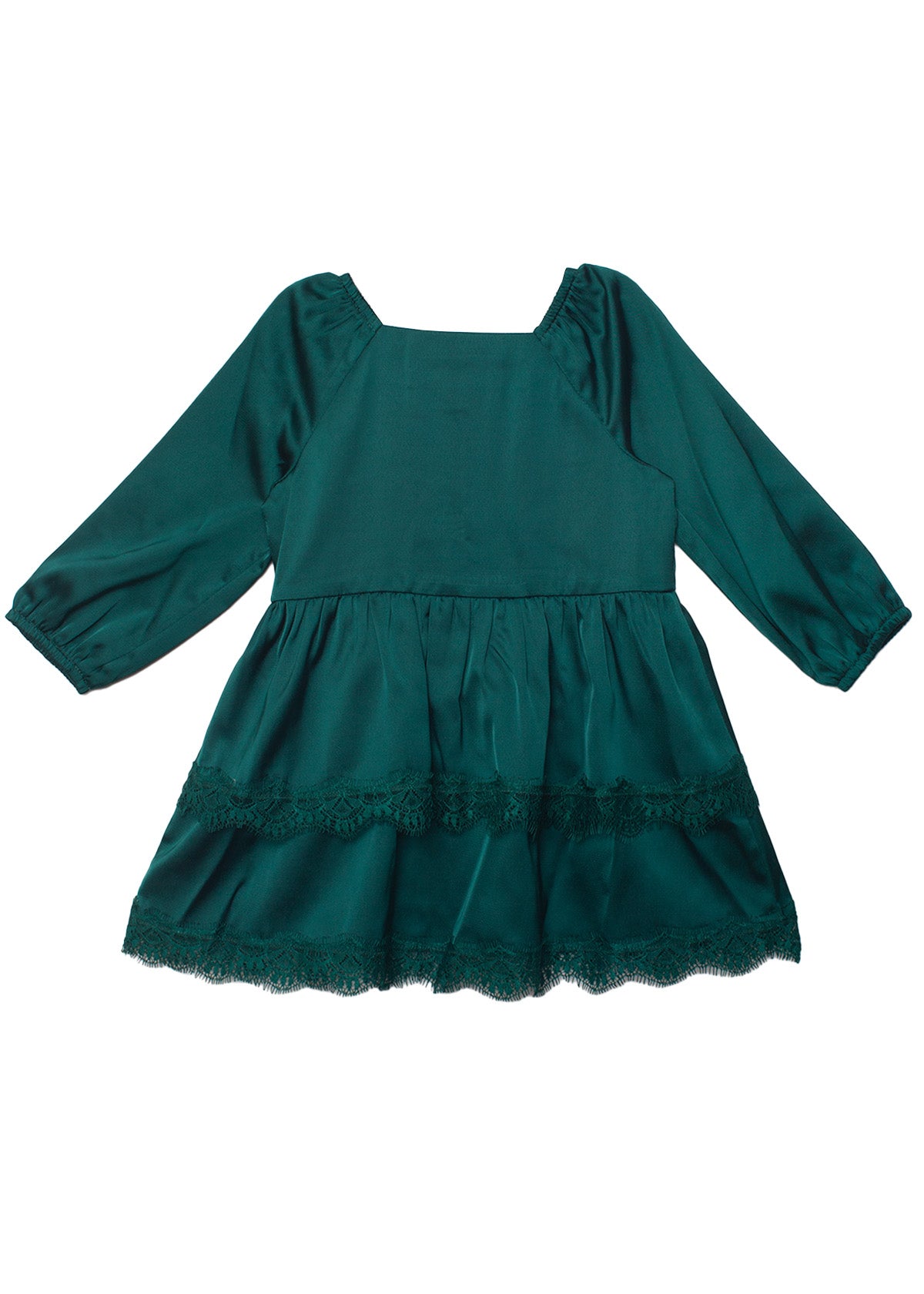 Emerald Long Sleeve Ruffle Dress
