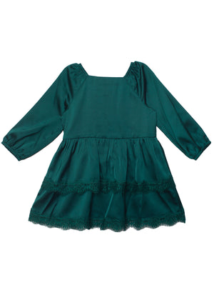 Emerald Long Sleeve Ruffle Dress