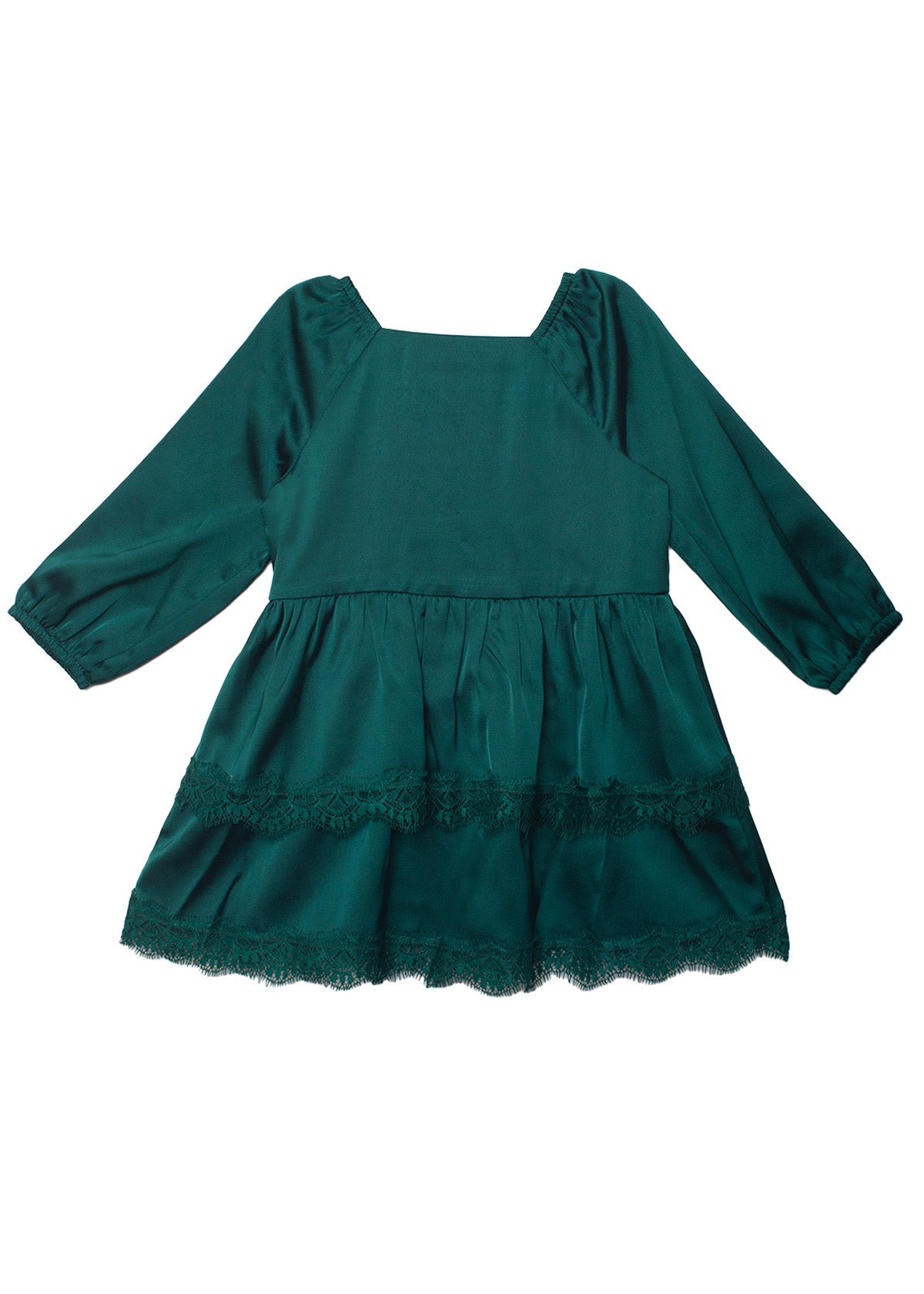 Emerald Long Sleeve Ruffle Dress