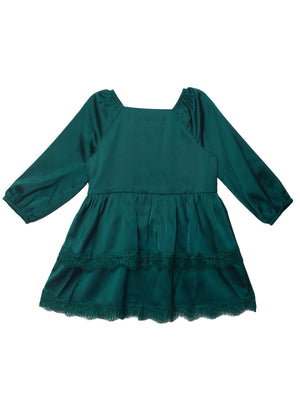 Emerald Long Sleeve Ruffle Dress