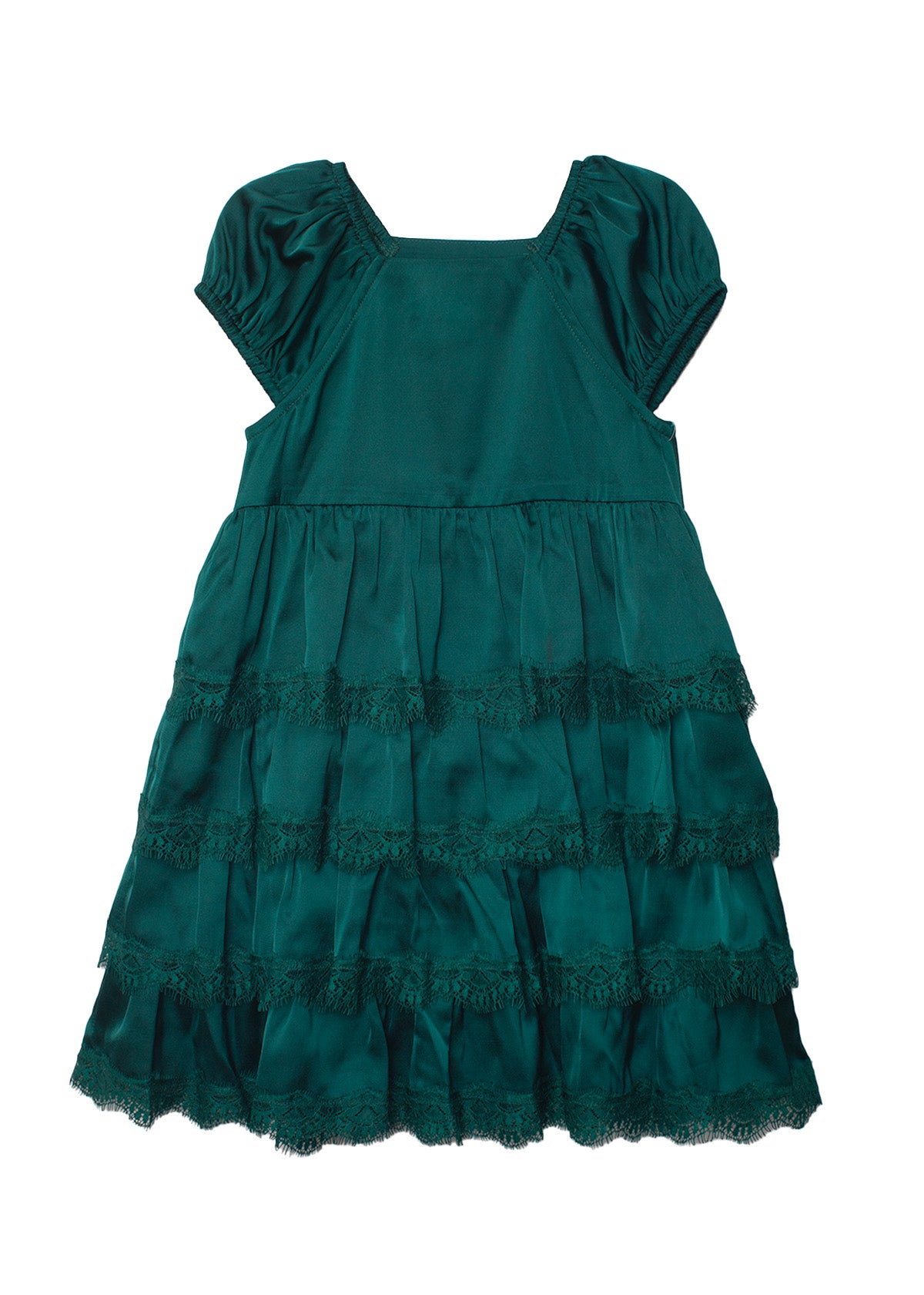 Emerald Cap Sleeve Lace Tiered Dress