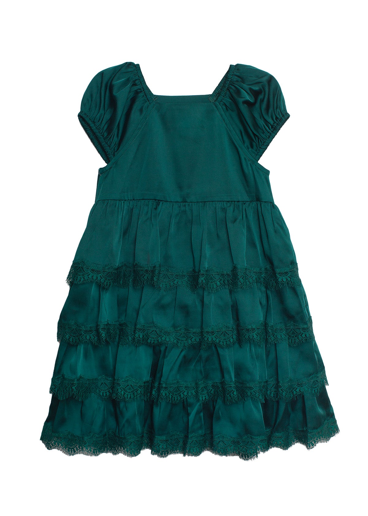 Emerald Cap Sleeve Lace Tiered Dress