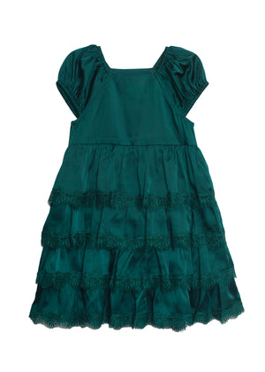 Emerald Cap Sleeve Lace Tiered Dress