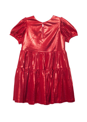 Ruby Red Puff Sleeve Dress