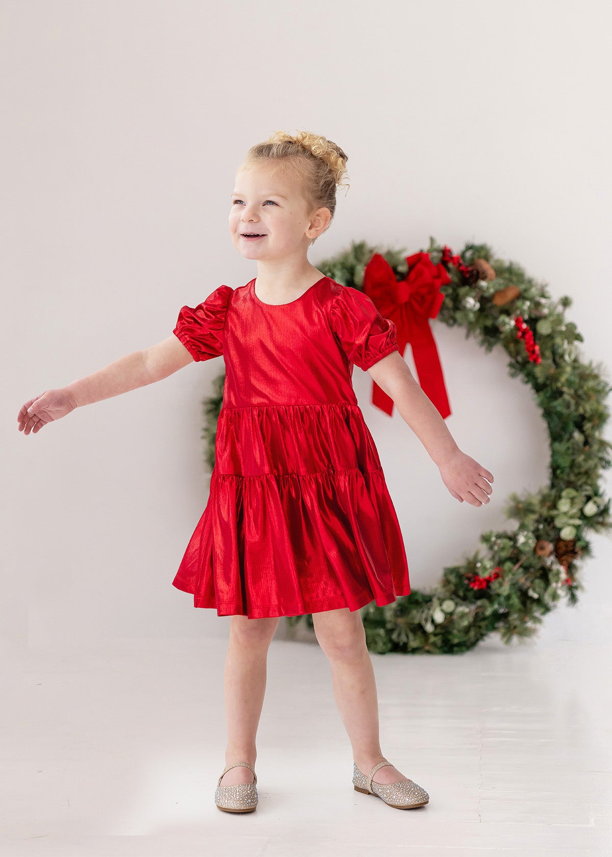 Ruby Red Puff Sleeve Dress