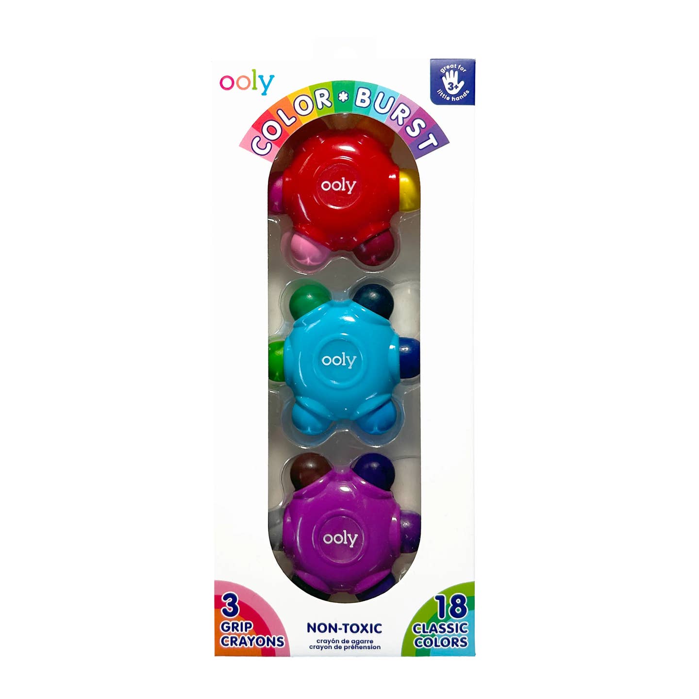 Color Burst Easy Grip Crayons | Set of 3 / 18 Classic Colors