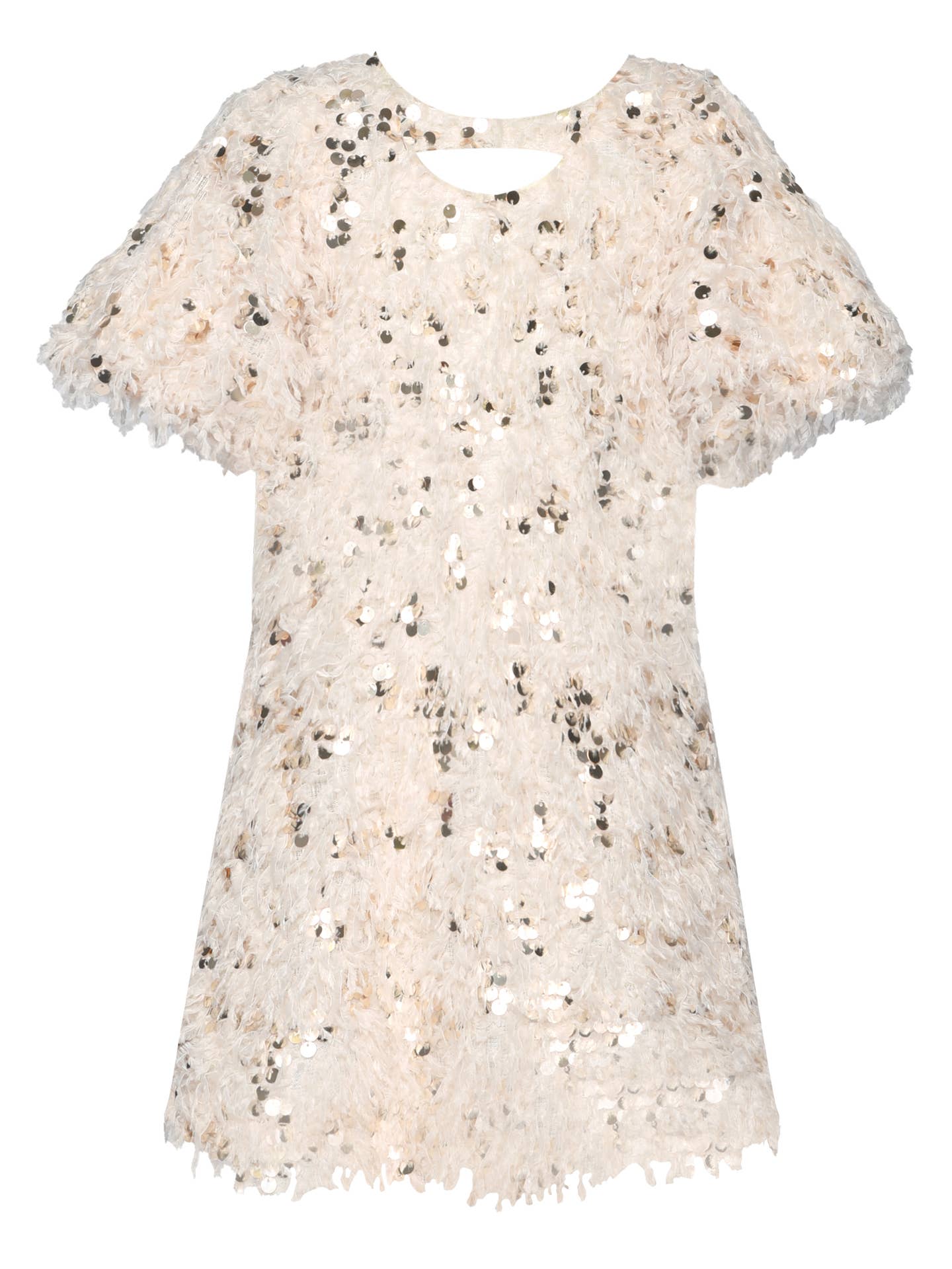 Faux Feather Sequins Dress with Chest Keyhole