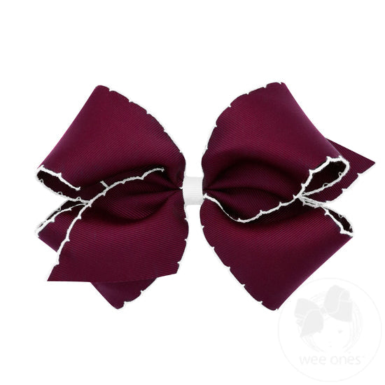 King Burgundy with White Moonstitch Grosgrain Bow