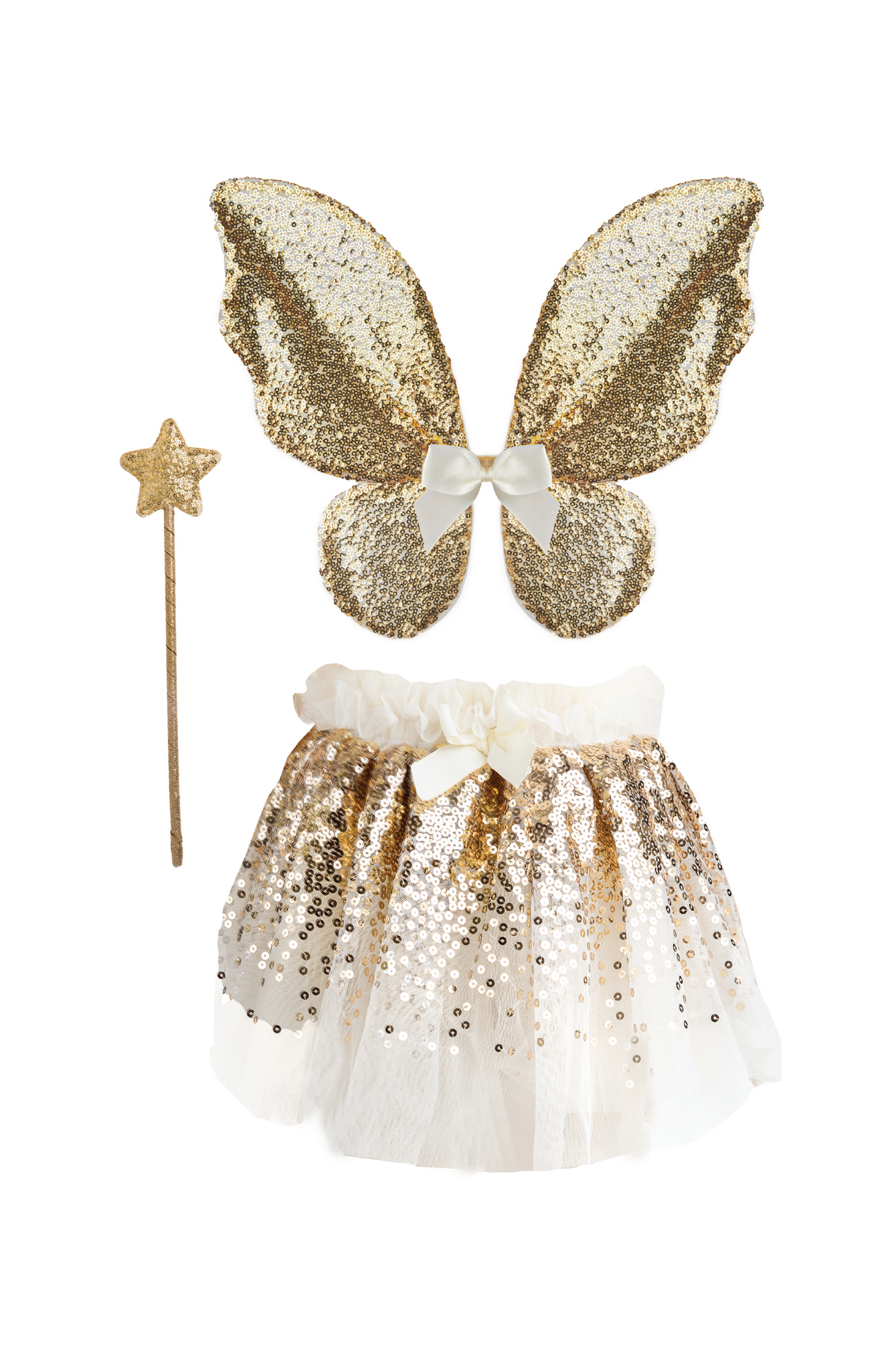 Gracious Gold Sequins Skirt, Wings, & Wand Set