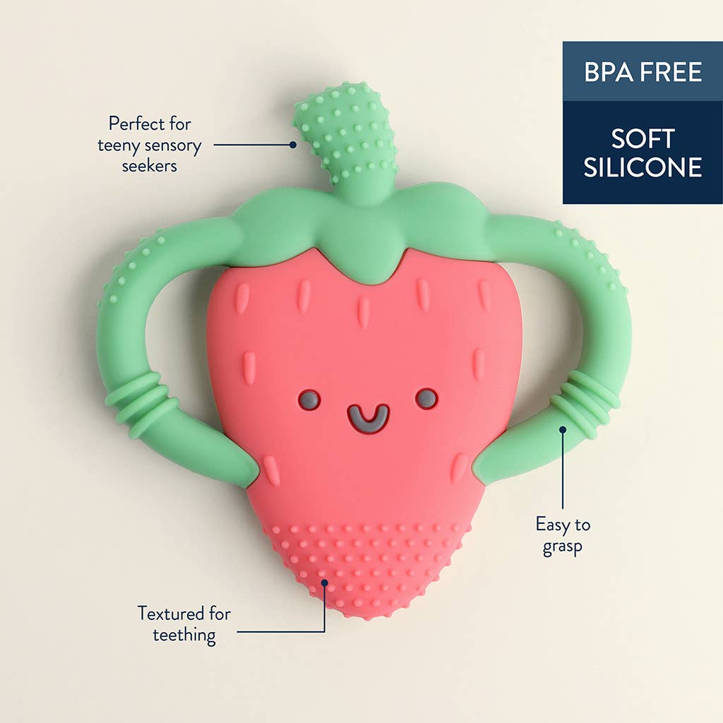 Chew Crew® Silicone Teether | Strawberry