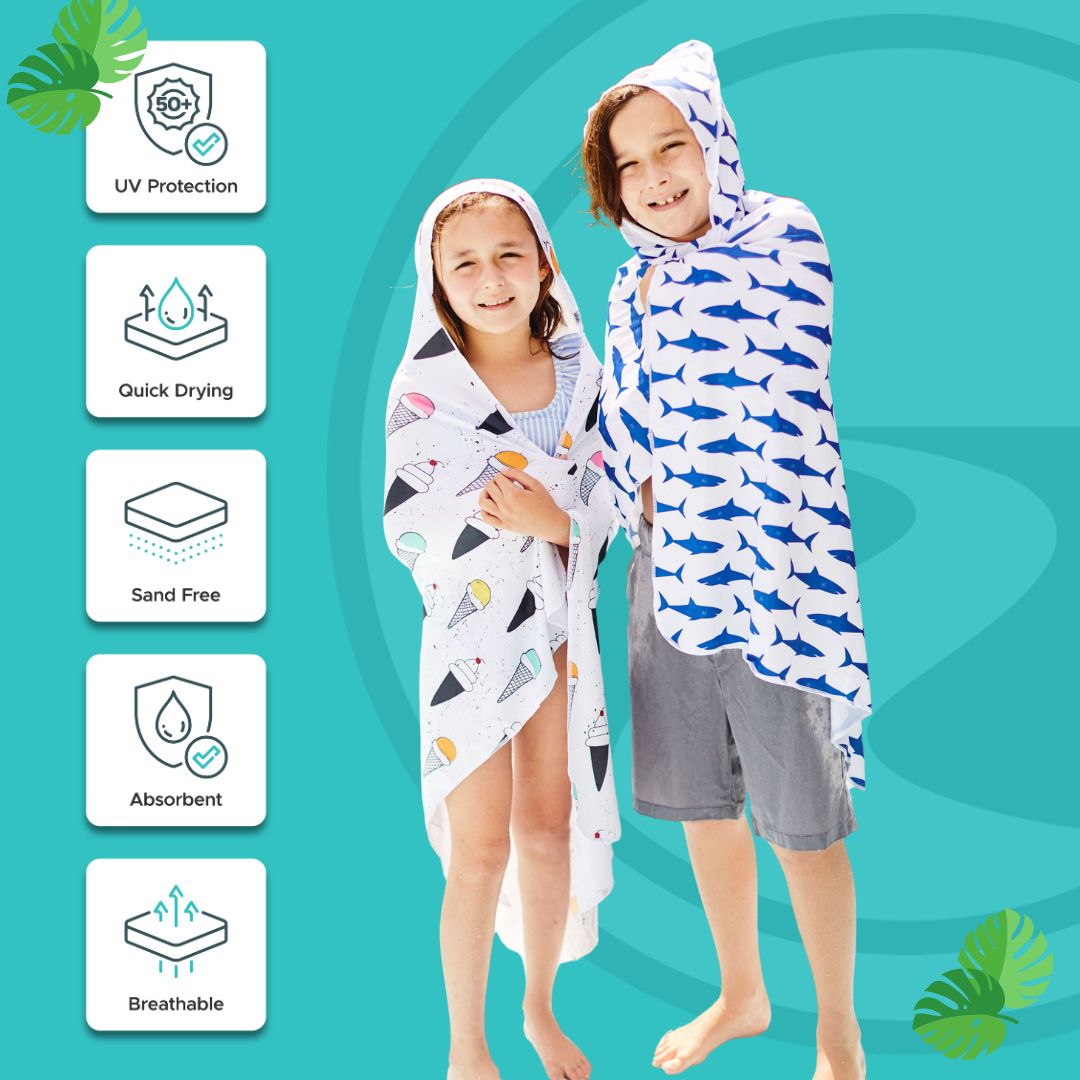 Kids UPF 50+ Pool & Beach Towel with Hood | Surf & Sun