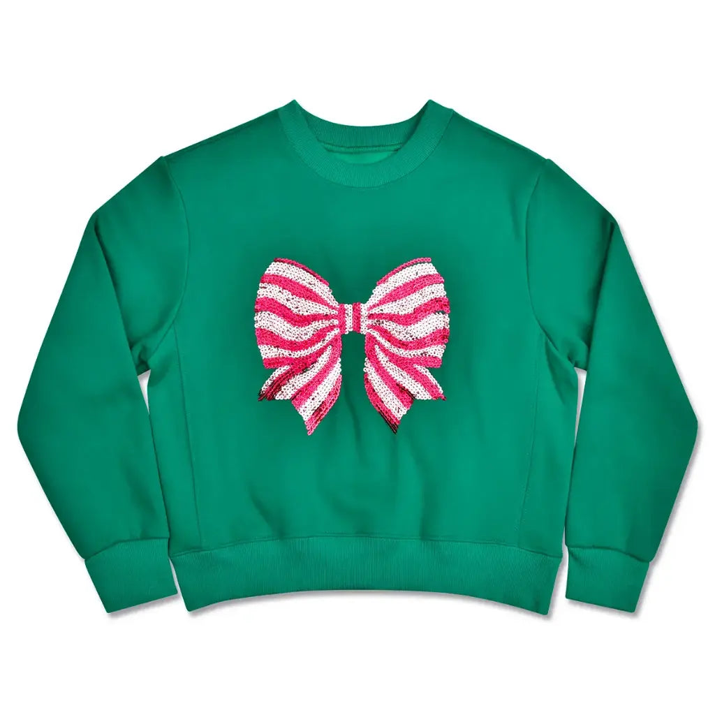 Merry Mint Bow Sequin Sweatshirt