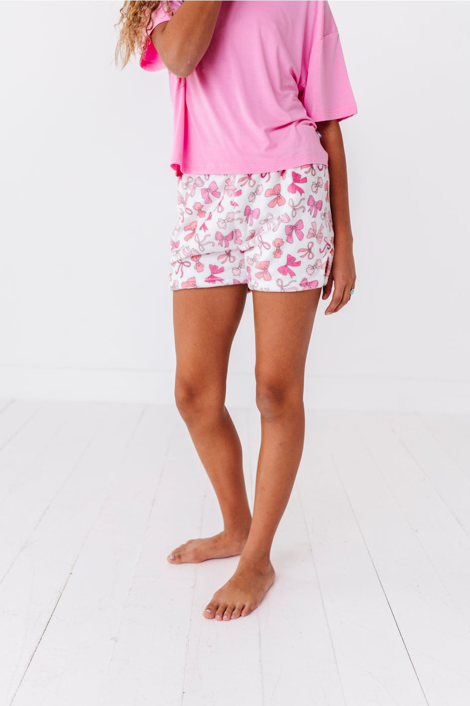 Pink Coquette Bows Plush Shorts