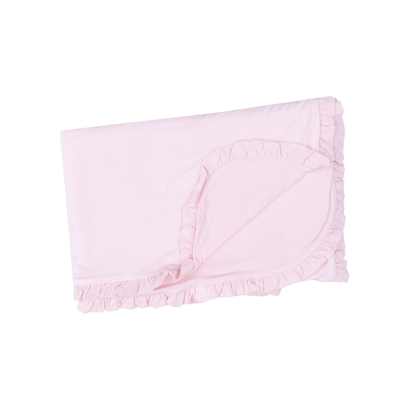 Classic Pink Bamboo Ruffle Receiving Blanket