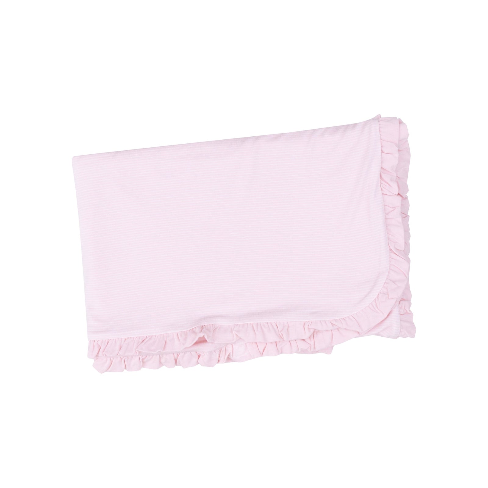 Classic Pink Bamboo Ruffle Receiving Blanket