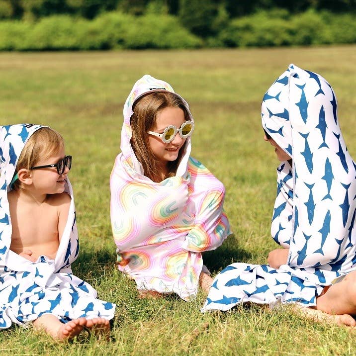 Kids UPF 50+ Pool & Beach Towel with Hood | Rainbows