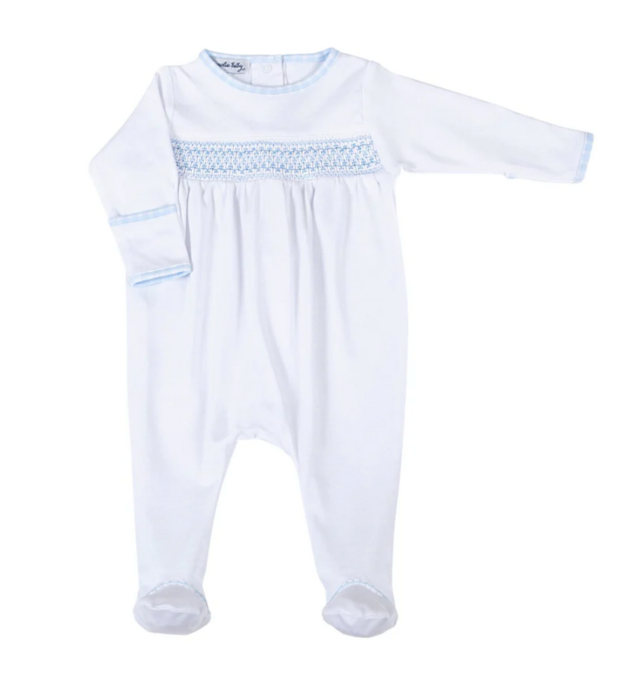 New Beginnings Smocked Footie | Blue