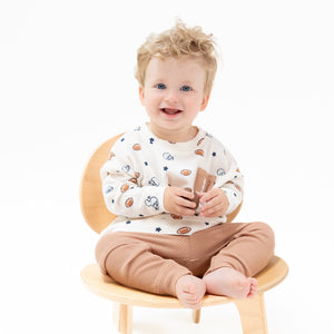 Footballs and Stars Waffle Knit Drop Sleeve Shirt with Pocket and Jogger