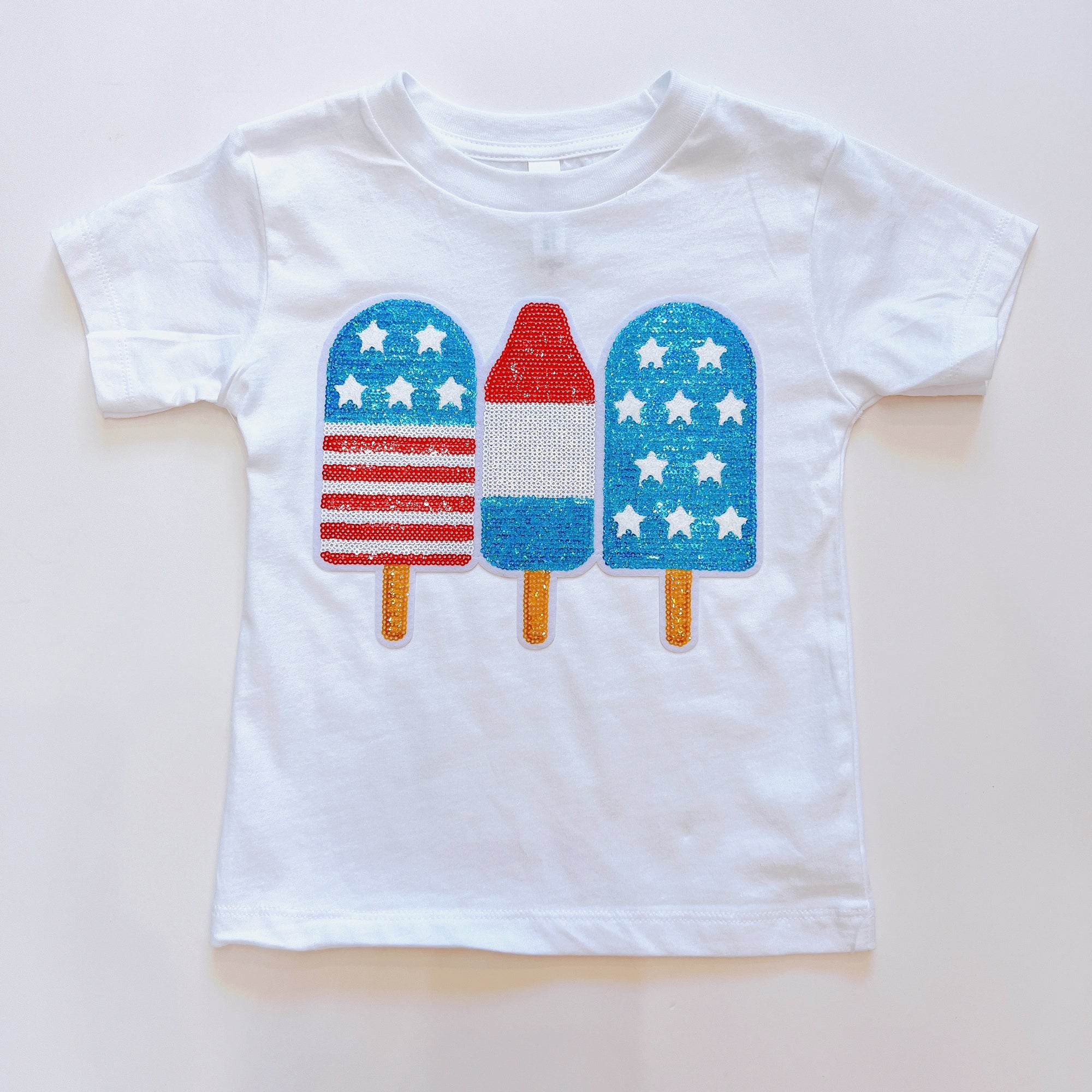 Patriotic Popsicles Sequin Patch T-Shirt