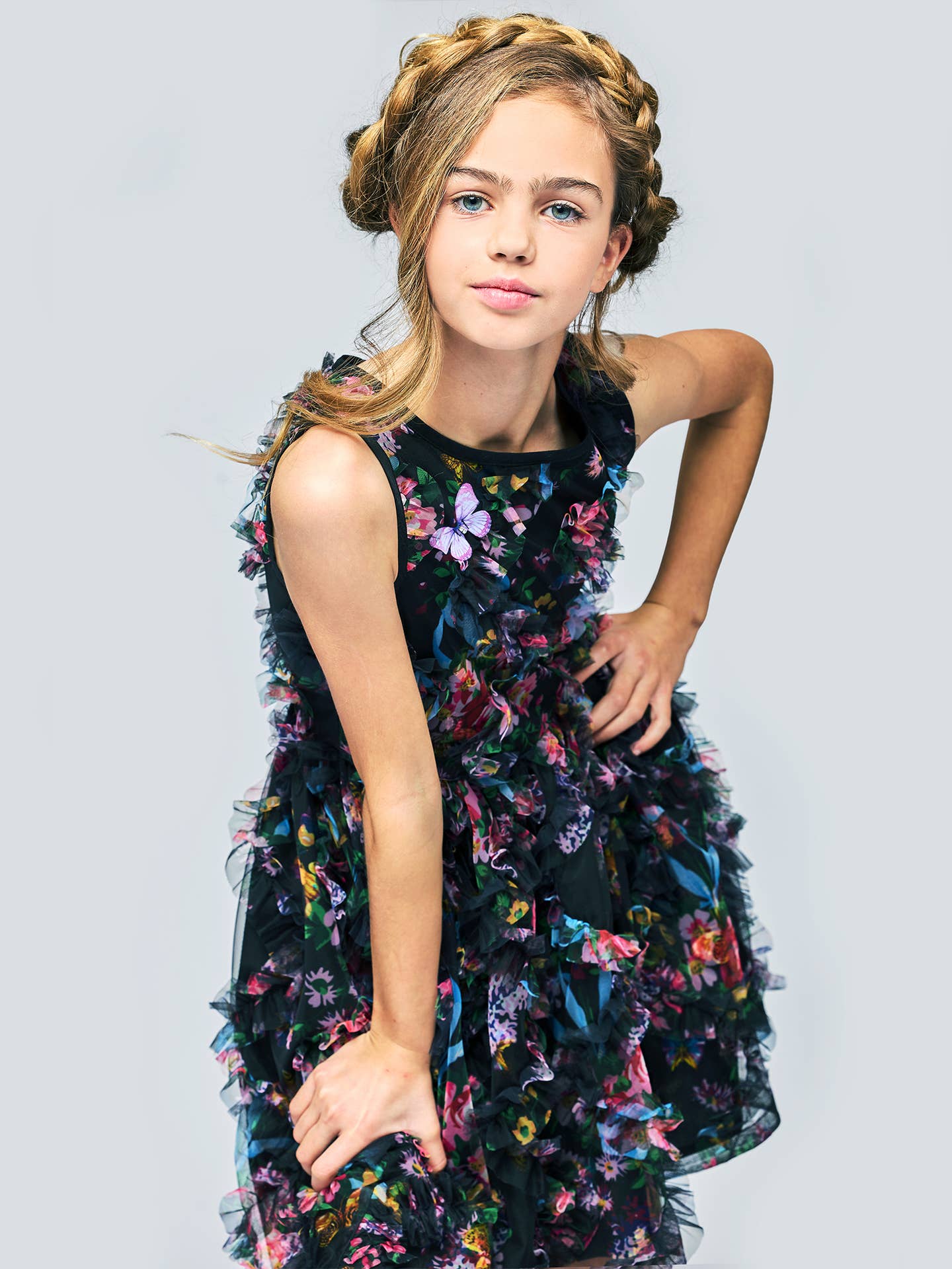 Butterfly High Low Hem Mesh Dress