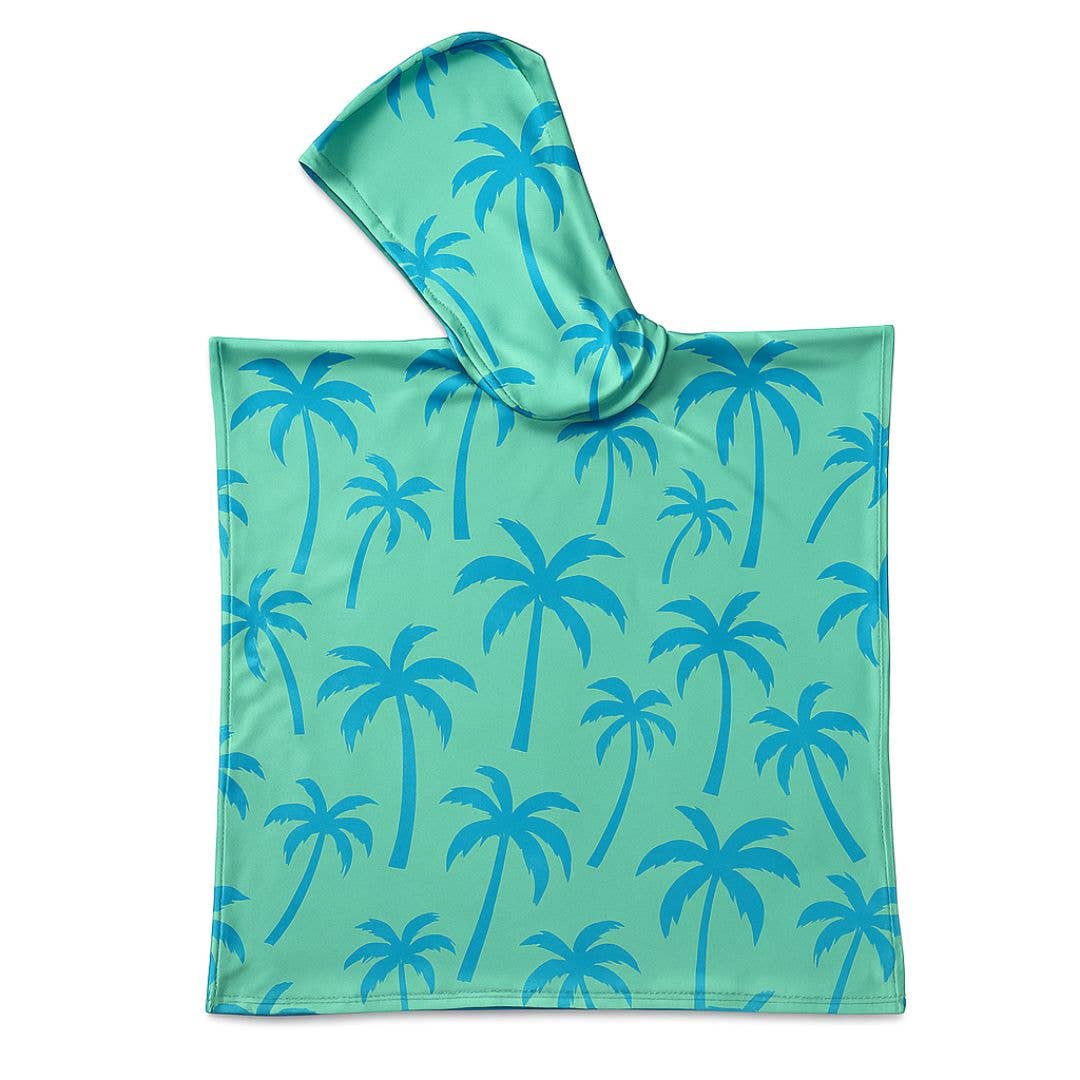 Kids Hooded UPF 50+ Poncho | Seafoam Palm Trees