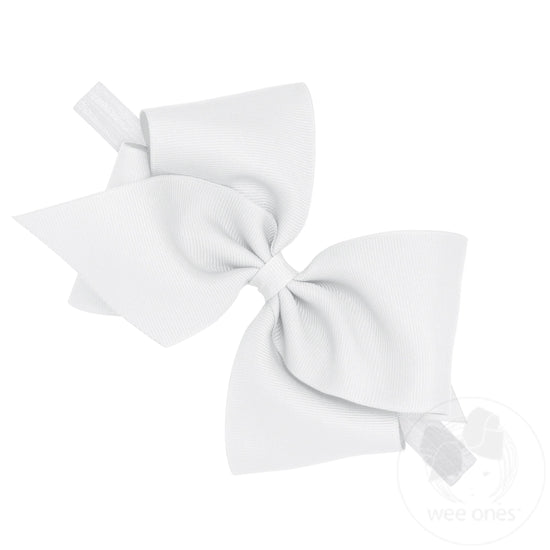 Mini King Grosgrain Girls Hair Bow on a Soft Elastic Baby Band | Assorted Colors