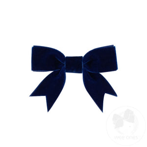 Mini Velvet Two-Loop Hair Bow with Fancy Cut Tail | Assorted Colors