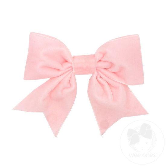 Small King Plush Velvet Bowtie Hair Bow With Tails | Assorted Colors