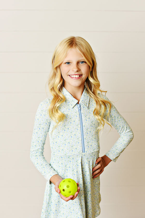 Long Sleeve Floral Tennis Dress