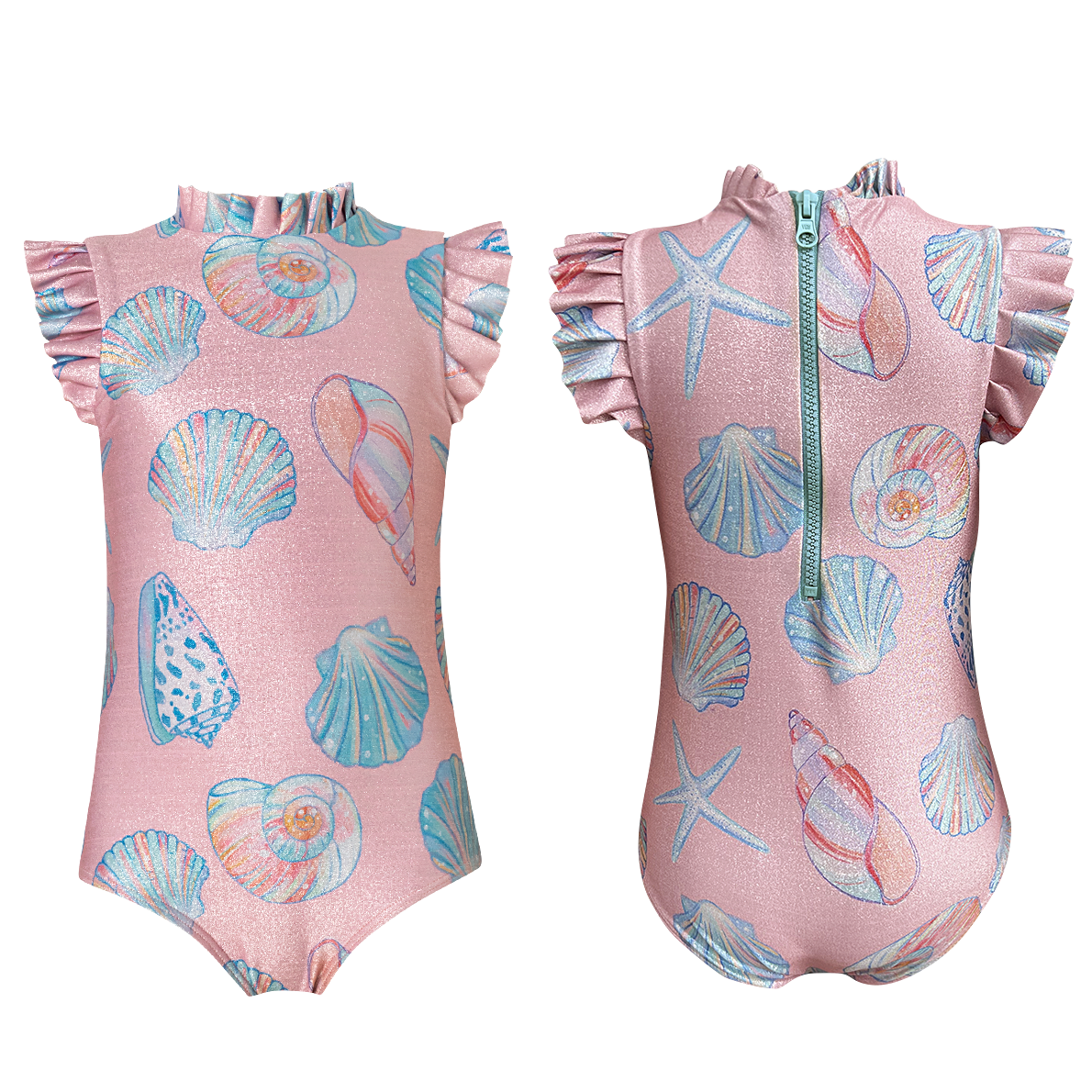 Girls Alisson One Piece Swimsuit | Conchas Rosado Brillante