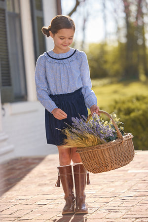 Paperbag Bow Skirt | Navy Velvet