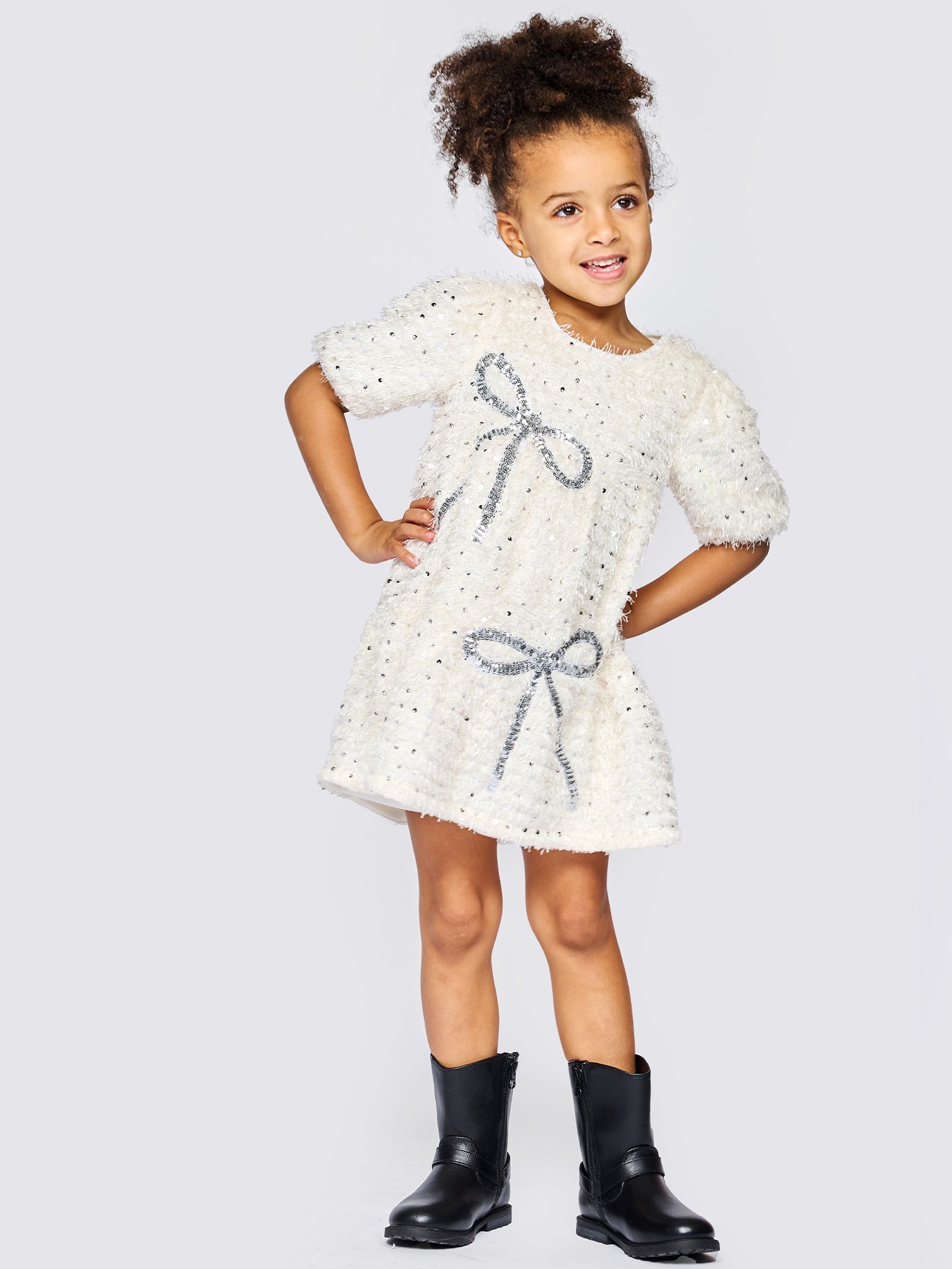 Tiered Dress with Sequin Bows