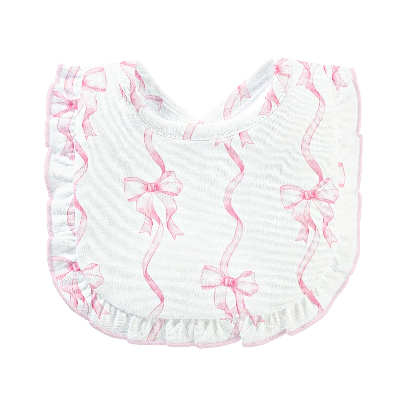 Coquette Bows Printed Bib with Ruffle