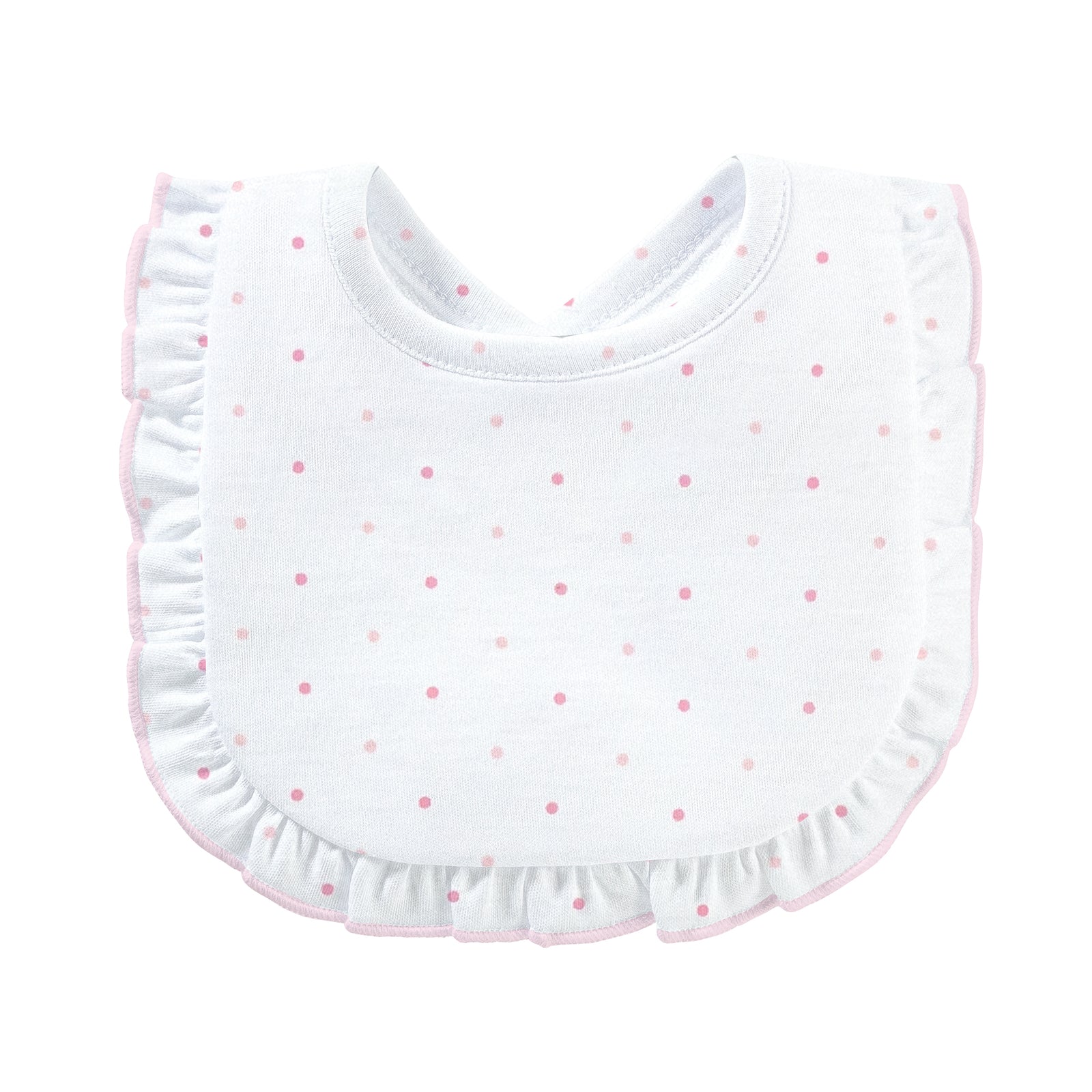 Pink Dots Printed Bib with Ruffle
