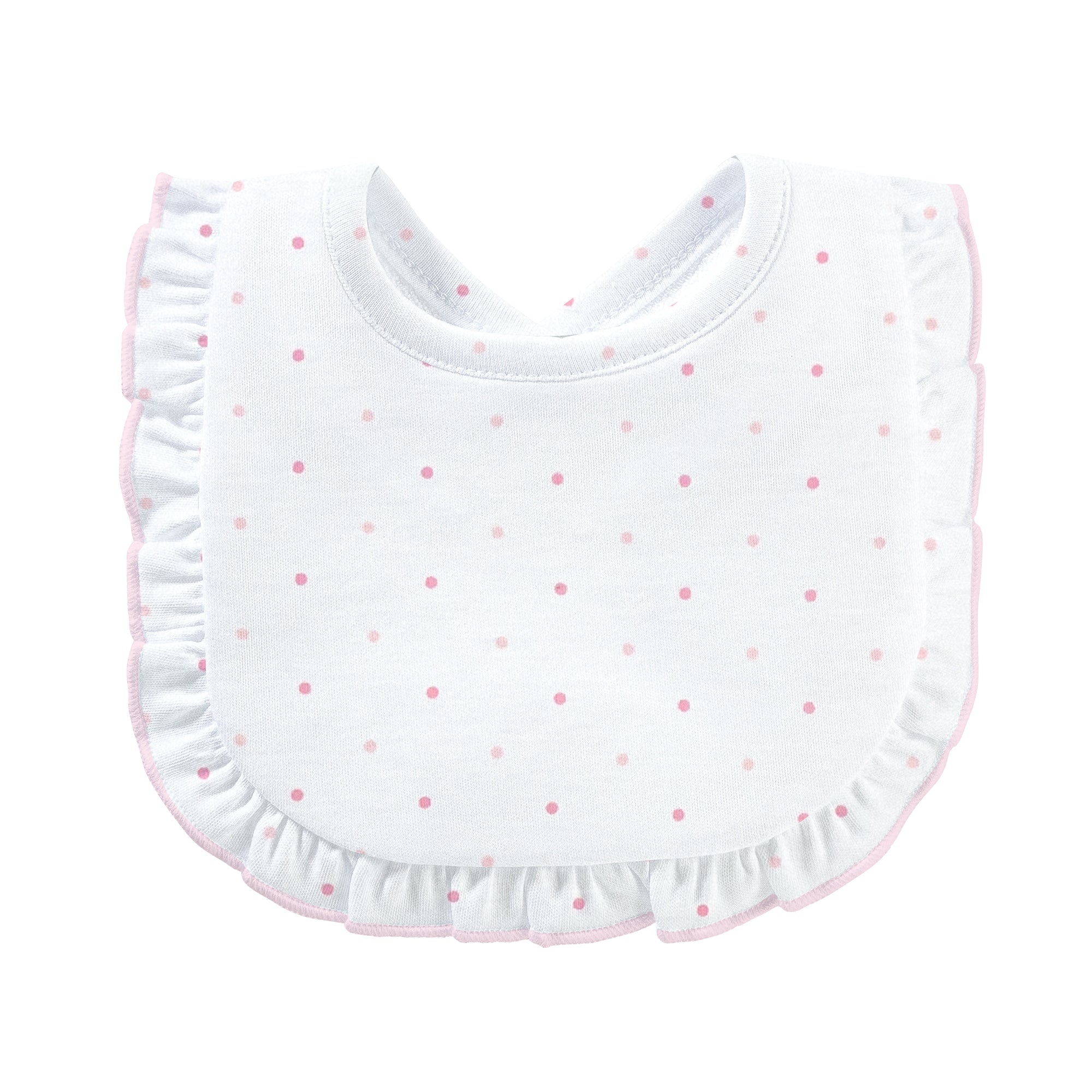 Pink Dots Printed Bib with Ruffle