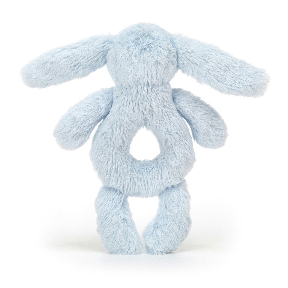 Bashful Baby Blue Bunny Ring Rattle