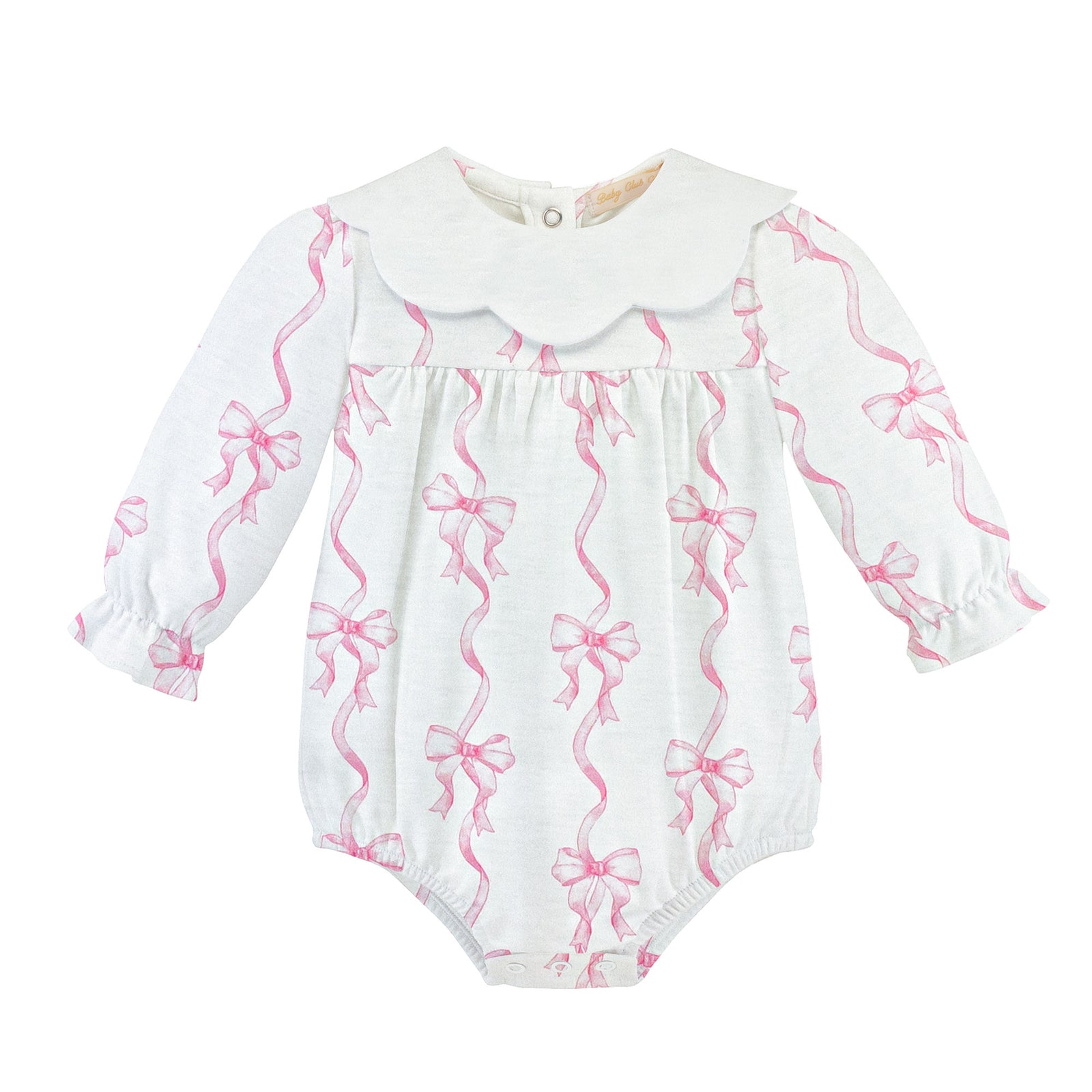 Coquette Bows Printed Bubble with Scallop Collar