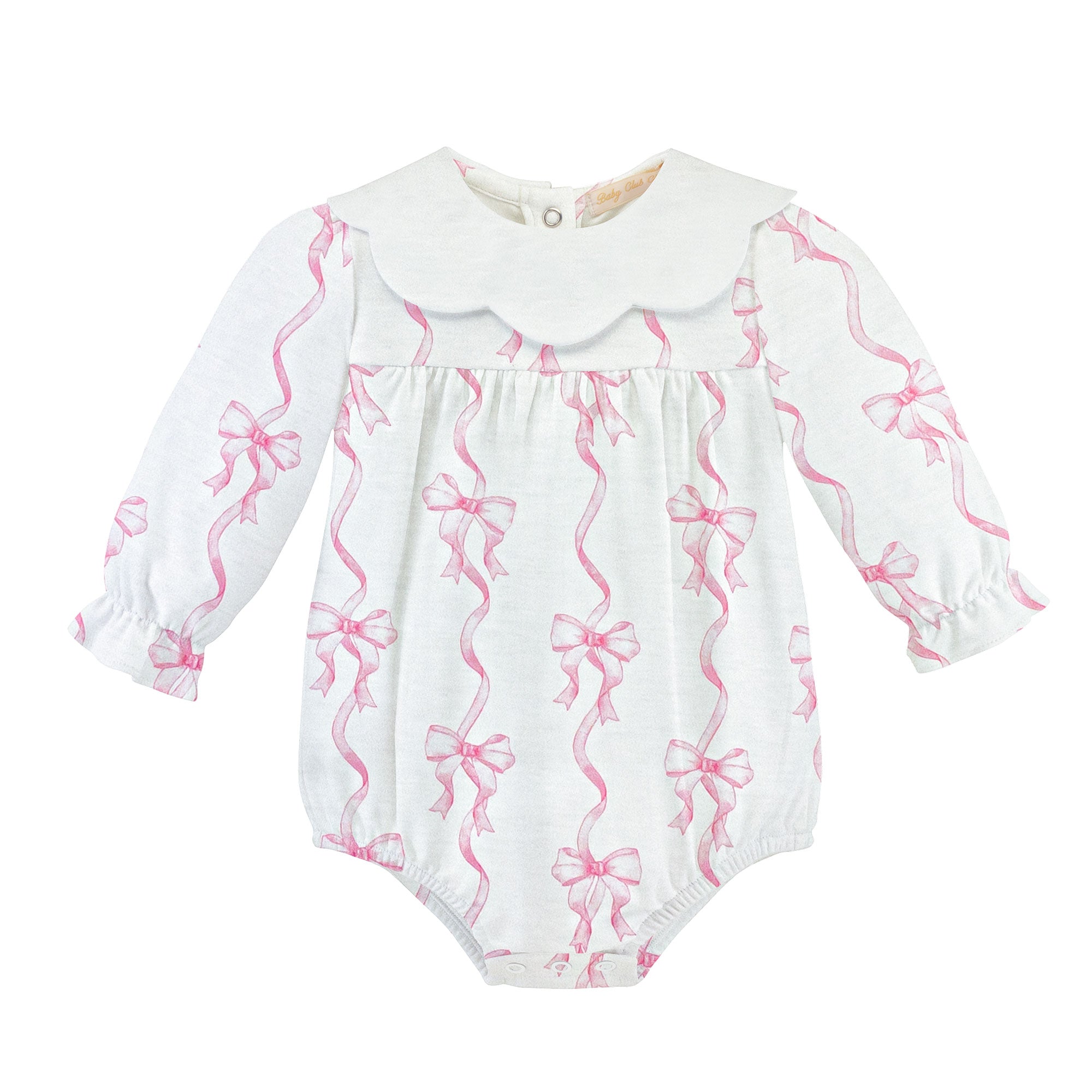 Coquette Bows Printed Bubble with Scallop Collar