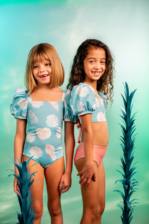 Girls Bubble One Piece Swimsuit | Conchas Verde