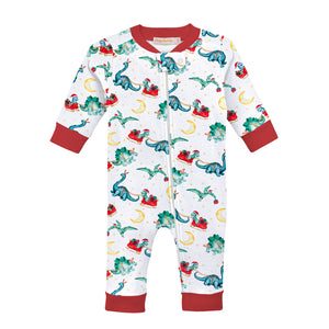 Dino Clause Printed Zipper Footie or Coverall