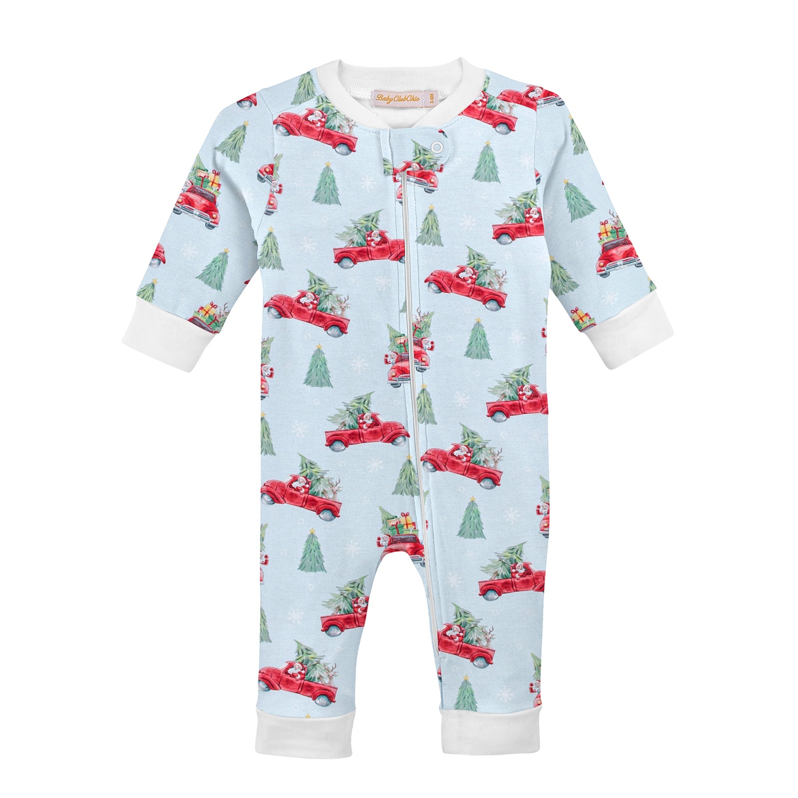 Santa is Coming Printed Zipper Footie or Coverall