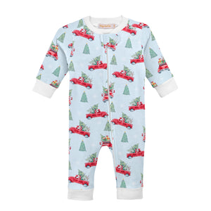 Santa is Coming Printed Zipper Footie or Coverall