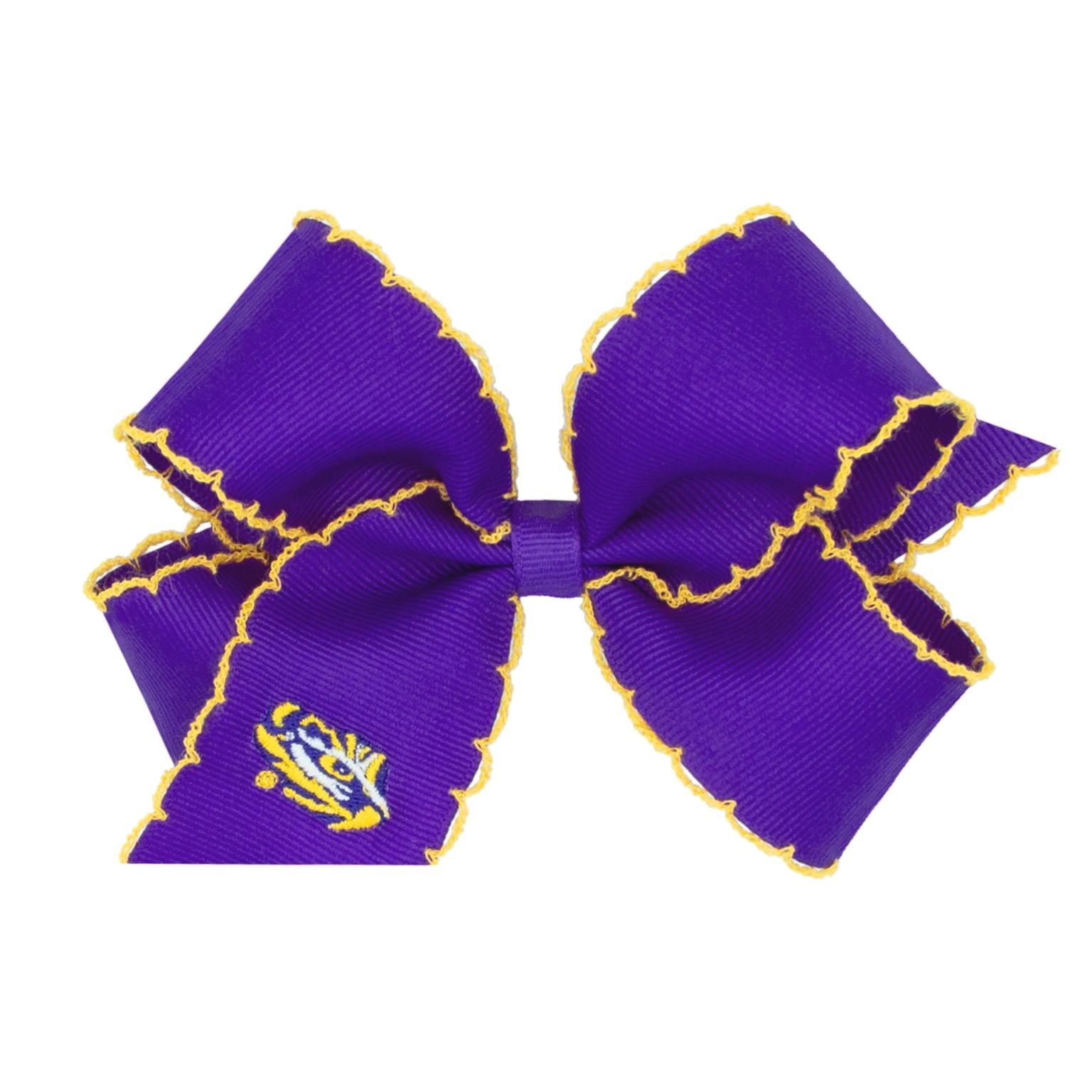 Grosgrain Moonstitch Bow with Embroidered Logo | LSU