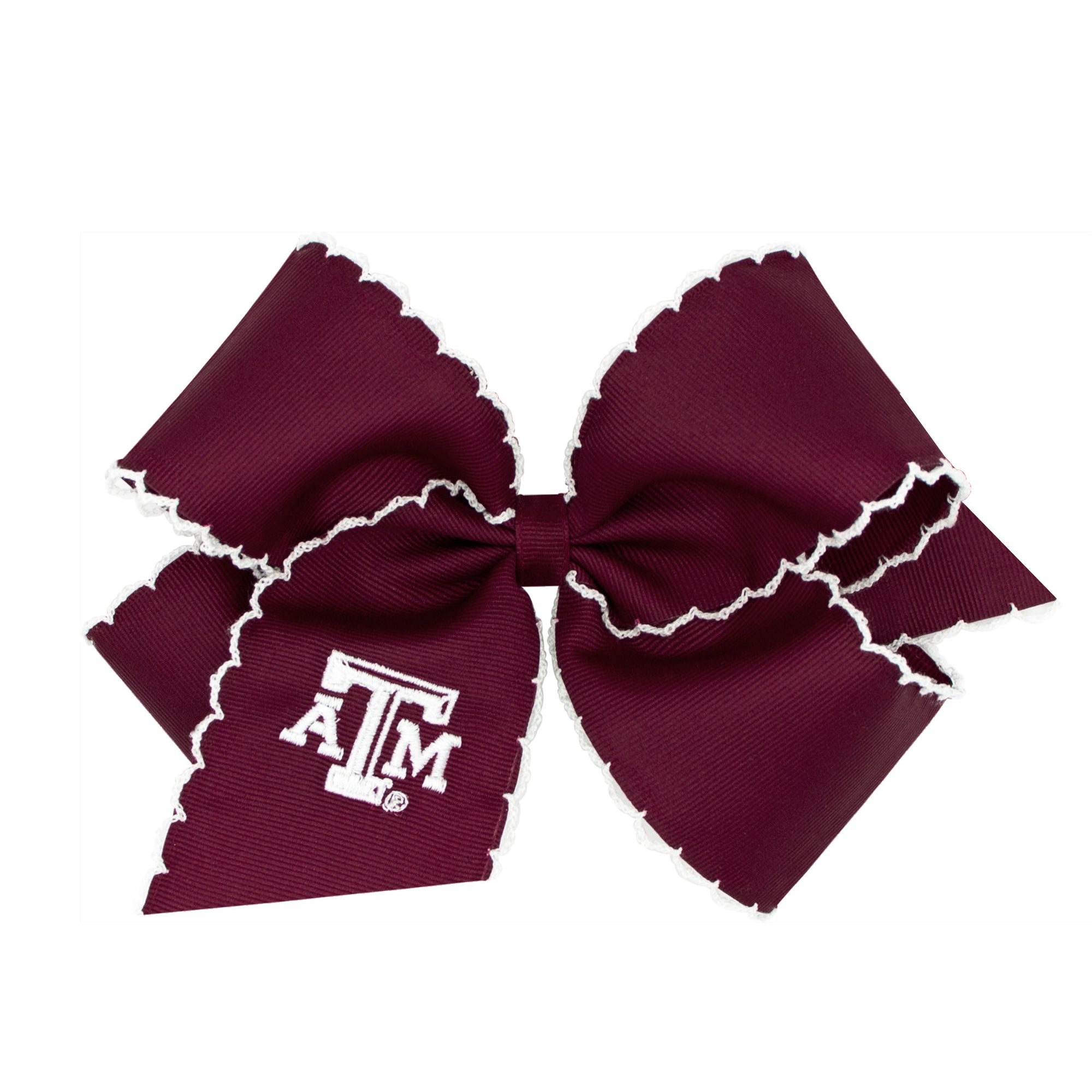 Grosgrain Moonstitch Bow with Embroidered Logo | Texas A&M