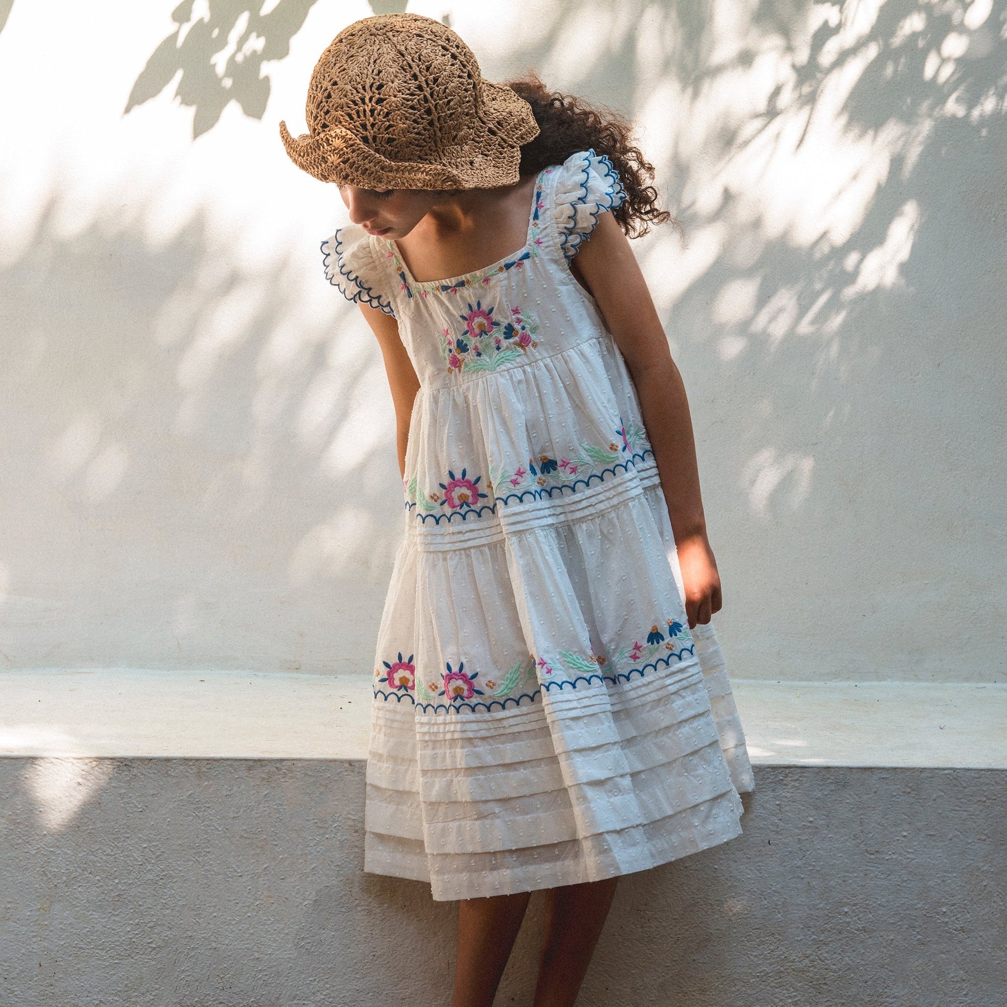 Nanette Embroidered Dress | Pearl Embroidery